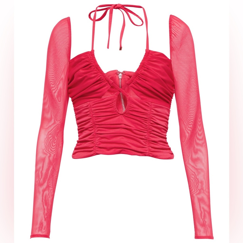 NWT Self Portrait Fuchsia Cut Out Jersey Top / Size US 4
